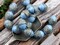 *8* 10x12mm Bronze Washed Opaque Pacific Blue Acorn Oval Beads